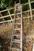 TWO SETS OF WOODEN STEP LADDERS