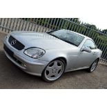 A 2000 MERCEDES SLK 3.2 PETROL CONVERTIBLE, in silver, automatic gearbox, electrical fault so