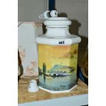 A HAND PAINTED LAMP BASE SIGNED D.BROWNSWORD, dated 1986, painted with a continental lake scene,