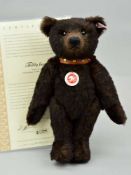 A BOXED LIMITED EDITION STEIFF TEDDY BEAR, 01670/2006, No 038266, brown alpaca, wearing brandy