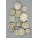 A COLLECTION OF TEN QUEEN VICTORIA COINS, together with a George IV coin and an enamelled Anno