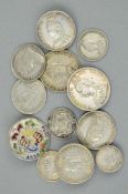 A COLLECTION OF TEN QUEEN VICTORIA COINS, together with a George IV coin and an enamelled Anno