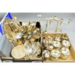 A GEORGE V SILVER CHILD'S PUSHER, Chester 1926, together with two boxes of silver plate, including