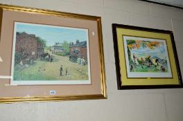 TOM DODSON (BRITISH CONTEMPORARY), a limited edition print 259/850 of a village scene, signed and