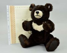 A BOXED LIMITED EDITION STEIFF 'MOON TED', No 01322/2000, No 662423, dark brown with crescent moon