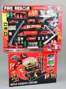 A BOXED MOTOR MANIA MEGA GARAGE CENTRE SET, with a boxed Fire Rescue Mega Diecast Playset, both