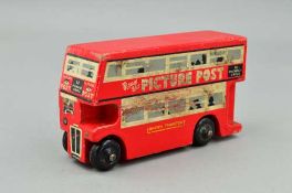 AN E & H GRACE LTD WOODEN DOUBLE DECKER BUS MODEL, c.1940's, London Transport red livery with