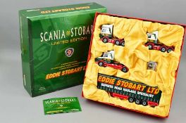 A BOXED CORGI CLASSICS SCANIA @ STOBART LIMITED EDITION GIFT SET, No.CC99155, complete with