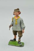 A BRITAINS HOLLOWCAST VILLAGE IDIOT FIGURE, No.587, grey smock, brown trousers and yellow