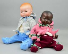 TWO ARMAND MARSEILLE BISQUE HEAD BABY DOLLS, one nape of neck marked 'A.M Germany 351/3 1/2 K',