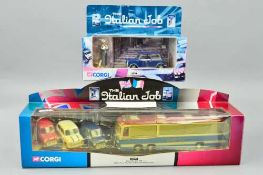 A BOXED CORGI CLASSICS 'THE ITALIAN JOB' GIFT SET, No.36502, comprising Bedford VAL coach and red,