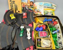 A QUANTITY OF UNBOXED AND ASSORTED SCALEXTRIC ITEMS, to include 2 x Mini Clubman 1275GT, No.C112,