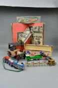 AN YONEZAWA TINPLATE BATTERY OPERATED VINTAGE CAR, not tested, appears complete, some fading to