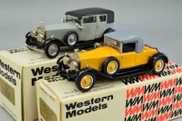 TWO BOXED WESTERN MODELS DIECAST ROLLS-ROYCE MODELS, Phantom 1 Doctors Coupe, No.WMS27, yellow body,