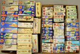 A COLLECTION OF AIRFIX MODEL AIRCRAFT KITS, in two boxes containing approximately 65 kits, scale