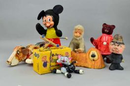 A BOXED PELHAM CAT PUPPET, unmarked rubber faced Mickey Mouse doll, height approximately 33cm,