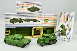 A BOXED DINKY SUPERTOYS THORNYCROFT MIGHTY ANTAR TANK TRANSPORTER, No.660, boxed Centurion Tank,