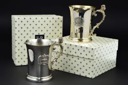 TWO BOXED ELIZABETH II SILVER LIMITED EDITION TANKARDS, commemorating The Silver Jubilee 1977,
