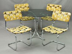 A MARCEL BREUER FOR HABITAT STYLE 1960'S CHROME TUBULAR FRAMED DINING SUITE, comprising of a