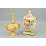 A GRAINGER & CO WORCESTER IVORY GROUND POT POURRI AND COVER, of ovoid form, reticulated finial and