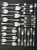 A PART CANTEEN OF EDWARDIAN SILVER OLD ENGLISH PATTERN CUTLERY, comprising six tablespoons, six