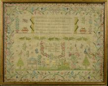 A WILLIAM IV NEEDLEWORK SAMPLER WORKED BY MARY ANN WHEELER, 'Born Febry 8th 1823, finished this work