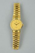 A LADIES 18CT OMEGA DEVILLE WRISTWATCH, on an 18ct bracelet, 1996, No.54979250, warranty, boxed,