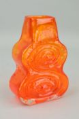 A WHITEFRIARS CELLO VASE, in the tangerine colourway, pattern 9675, designed by Geoffrey Baxter in