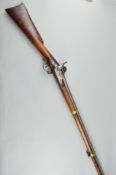AN ANTIQUE IMPERIAL RUSSIAN SMOOTH BORE MILITARY ISSUE MUSKET CONVERTED FROM FLINT TO PERCUSSION,