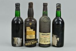 FOUR BOTTLES OF VINTAGE PORT, 1 x Croft's Port Wine 1945, bottled 1947, seal broken and cork in poor