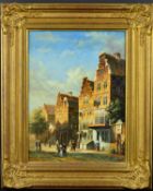 L. ROTH (20TH CENTURY) DUTCH STREET SCENE WITH FIGURES, oil on panel, signed lower right,