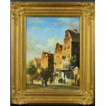 L. ROTH (20TH CENTURY) DUTCH STREET SCENE WITH FIGURES, oil on panel, signed lower right,