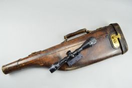 A HIGH QUALITY LEATHER LEG OF MUTTON SHOTGUN CASE, which the vendor states was purchased in 1948