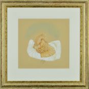 KAY BOYCE (BRITISH COMTEMPORARY), 'Day Dreaming', a woman sitting on a bed, pastel drawing, signed