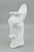 A RAOHL SCHORR FOR ROYAL WORCESTER WHITE GLAZED FAWN'S HEAD VASE, green printed factory marks and