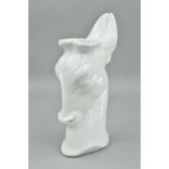 A RAOHL SCHORR FOR ROYAL WORCESTER WHITE GLAZED FAWN'S HEAD VASE, green printed factory marks and