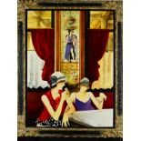 JOEL ROUGIE (FRENCH 1957), 'Rendevous Au Palais Royal', featuring two ladies drinking cocktails in a