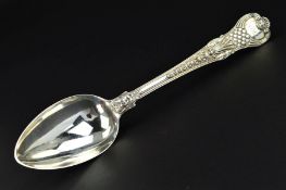 A GEORGE III PAUL STORR COBURG PATTERN SILVER TABLESPOON, oyster heel, engraved initials, London