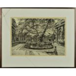 FRANCIS DODD (BRITISH 1874-1949), buildings surrounding a tree in a square, etching, signed lower