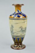 HANNAH BARLOW FOR DOULTON LAMBETH, a baluster shaped stoneware vase, incised with dogs to the main
