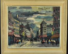 MARCEL LAREAU (FRENCH 20TH CENTURY), French Street scene under a brooding sky, oil on canvas, signed