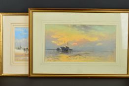 HENRY VALTER (FL 1854-1898), 'Fishing Boats Aground', gouache, signed lower left, titled, signed and