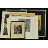 A COLLECTION OF VINTAGE LIMITED EDITION WOODCUT PRINTS AND COLOURED ETCHINGS, some examples have