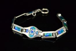 AN EARLY 20TH CENTURY ARTS & CRAFTS SILVER AND ENAMEL BRACELET BY MURRLE BENNETT & CO, bracelet