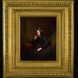 19TH CENTURY BRITISH SCHOOL, three quarter portrait of a lady seated at a table, oil on board,