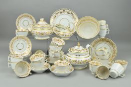 A HERCULANEUM (LIVERPOOL PORCELAIN) TEA SERVICE, circa 1820-25, painted with continuous bands of