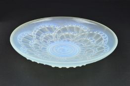 J. LANDIER-SEVRES, a 1930's opalescent glass bowl with a relief moulded pattern of arches and