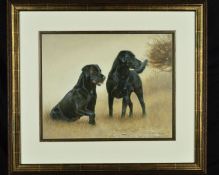 JOHN SILVER (BRITISH 1959), 'Labradors', a pair of black Labradors, oil on board, signed and dated