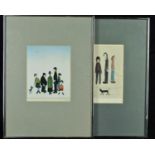 L.S. LOWRY (BRITISH 1887-1976), 'Three Men and A Cat', a signed limited edition print with Fine