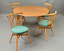 AN ERCOL GOLDEN DAWN OVAL TOPPED DROP LEAF DINING TABLE, width 126cm x depth 113cm x height 71cm,